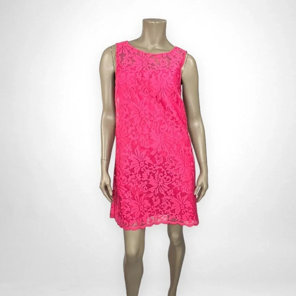 donna morgan lace shift dress DONNA MORGAN 8 Pink Sleeveless Lace Shift Dress‎